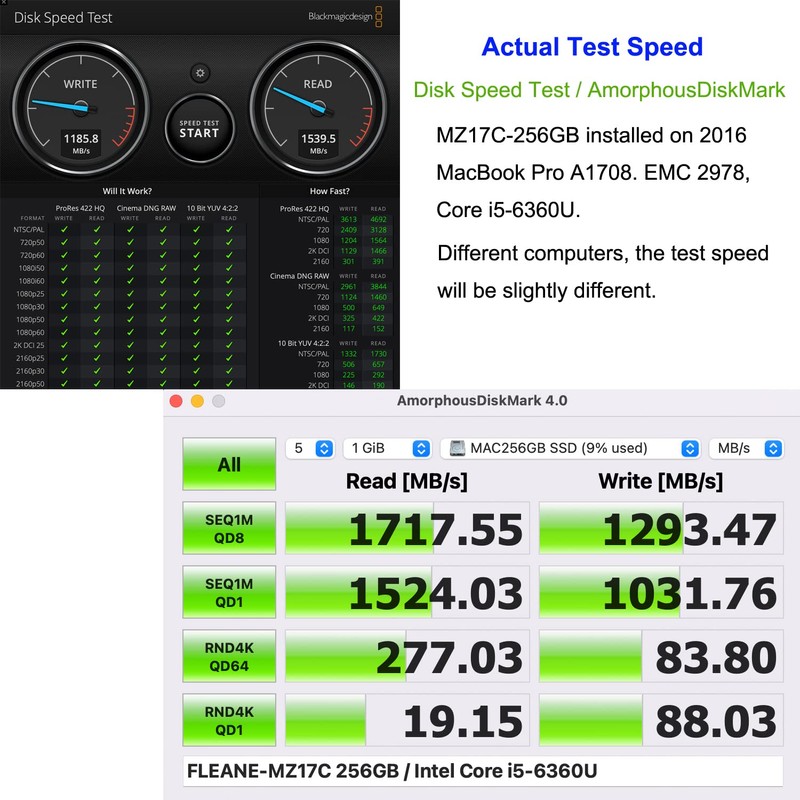 FLEANE MZ17C 256GB SSD Compatible con MacBook Pro 2016 2017
