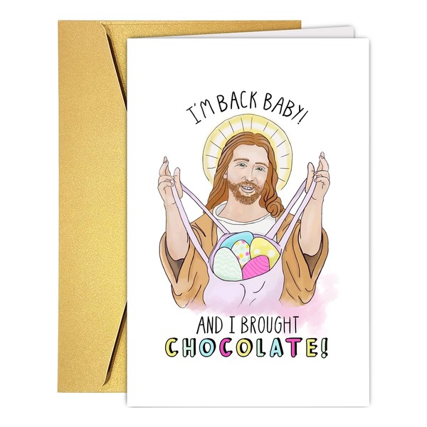 UUEFKTN Funny Jesus Easter Card, Humorous Jesus Eggs Chocolate Card,
