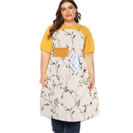 Sanlykate Extra Large Canvas Cotton Apron for Men & Women, Plus Size Durable Aprons with 2 Pockets, Adjustable Bib Machine Washable Oversized Aprons for Baking, Cooking, Painting - Plain