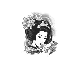 kobench Temporary Tattoos,Japanese Woman With A Knife - K151 Design,Waterproof,Easy-to-Apply,Long Lasting 1-2 Weeks, Plant-Based,Women Tattoos