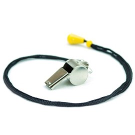 Crown Sporting Goods Stainless Steel Whistle with Lanyard – Great for Coaches, Referees, and Officials