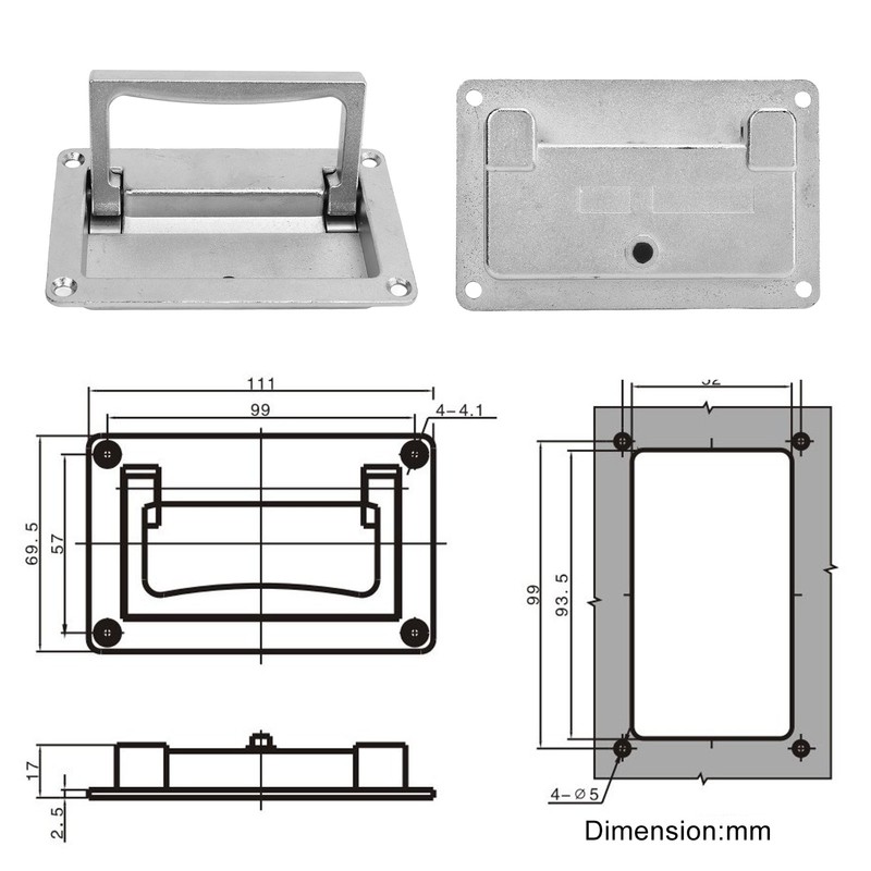 Recessed Pull Handles Spring Loaded Lifting Heavy Duty Zinc Alloy