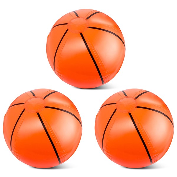 3 Pack Inflatable Basketballs, Basketball Beach Balls 16 Inch Mini Basketball for Sports Themed Birthday Party Decorations Beach Pool Party Toys Summer Games Indoor Games & Toys
