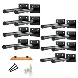 Solid Steel Floating Shelf Bracket (16 pcs) - Blind Shelf Supports - Hidden Brackets for Floating Wood Shelves - Invisible Support for Any Type of Shelf – Screws and Wall Plugs Included (16pcs)
