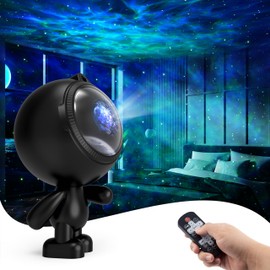 Star Projector Night Light, AMORNO Galaxy Light Space Projector Nebula Starry Ceiling Projection Lamp for Bedroom, Room Decor, Music Speaker & Remote Control（Black）