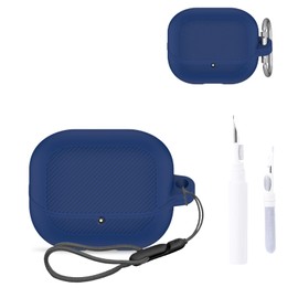 NOUKAJU for TOZO Crystal Pods Case Cover, Earphone Protective Cover(with Carabiner + Lanyard + Cleaning Pen) Drop-Proof,Shock-Proof,Dust-Proof,Protective Case for TOZO Crystal Pods(Blue)