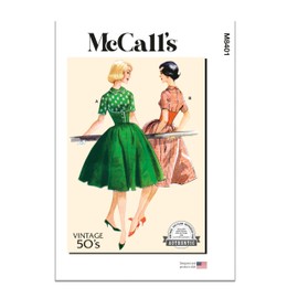McCall's Vintage 1950's Misses' Midriff Dresses Sewing Pattern Kit, Design Code M8401, Sizes 8-10-12-14-16