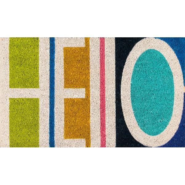 Novogratz Aloha Collection Hello Doormat, Multi, 1'6" x 2'6", Multicolor