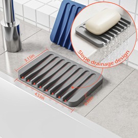 Chengcan 4-Pack Silicone Self-draining Soap Tray for Bathroom and Kitchen Non-Slip Soap Holder Extend Soap Life Save Space Dry Quickly Multi-Purpose and Durable (Pink, 4-Pack)
