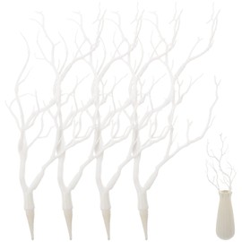 LIFKOME Artificial Antler Dried Tree Branches 13.76'' Art Witch Antler Branch Decorative Plant Twigs Plastic Dry Branches Decor for Wedding Christmas Party Home Supplies White 4pcs