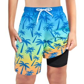 MaciRept Boys Swim Trunks Swimwear Youth Swim Trunks with Compression Liner Swimsuit Teen Boys Swim Trunks 14-16 Swimming Trunks for Boys Bathing Suit