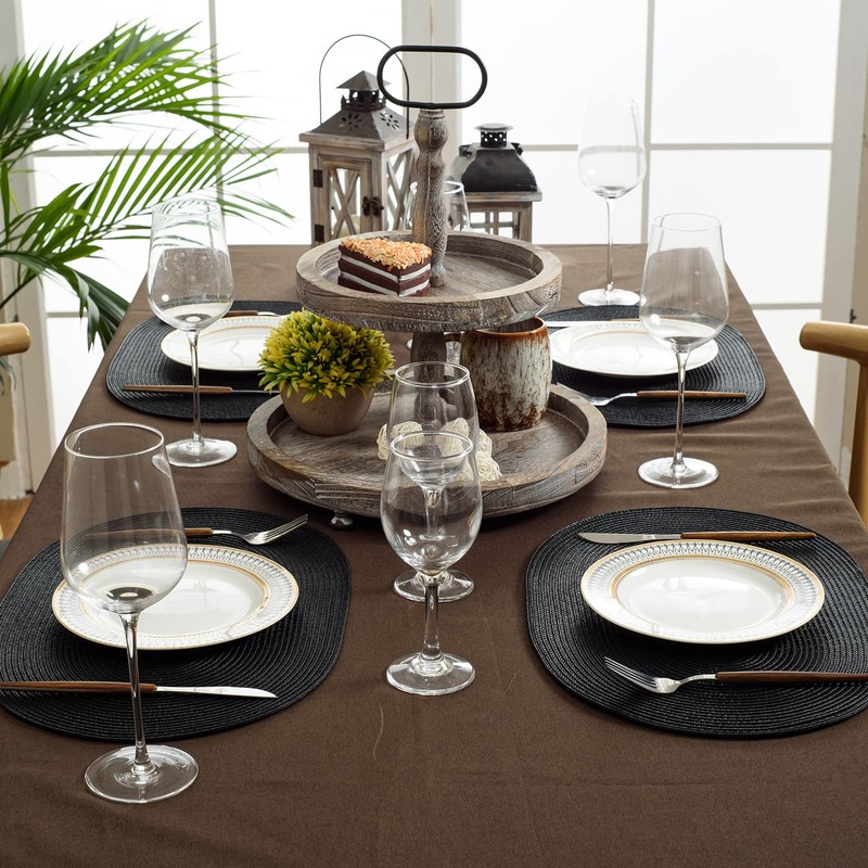 FunWheat Oval Braided Placemats Set of 4 Table Mats for