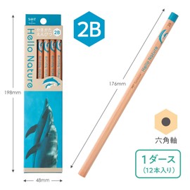 Tombow Pencil KB-KHNDL2-2B 2B (Dolphin Pattern) Hello Nature Hand Dolphin 1 Dozen