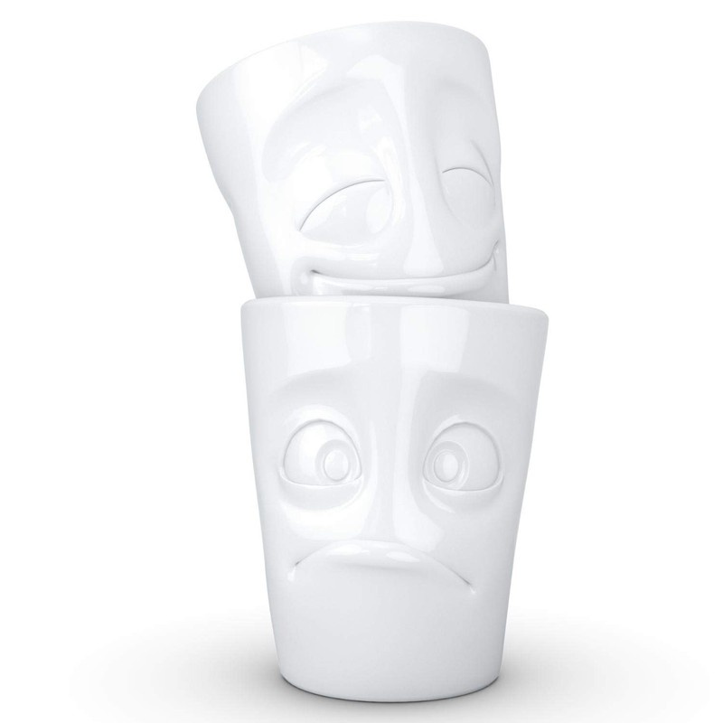 Fiftyeight - “Cheery” and “Baffled” Mugs (Without Handles) - Set