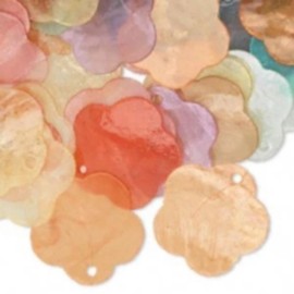 Cascade Capiz Shell Flower Drops Charms Focal 25mm Mixed Colors Philippines 10 pcs