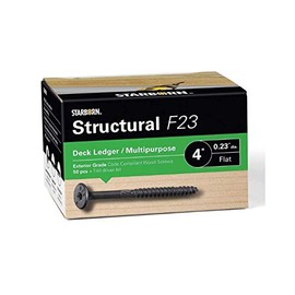 Starborn Structural XF23CT400 F23 Deck Ledger/Multipurpose Flat Head Wood Screw - Black - 50 Count - 0.23" x 4"