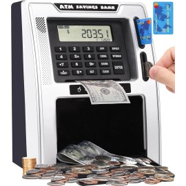 Upgraded ATM Piggy Bank for Real Money for Kids Adults,Toy Money Bank wi...