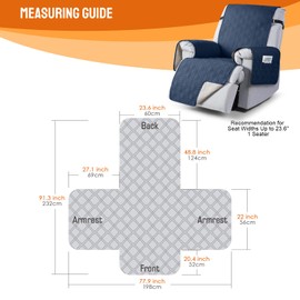VANSOFY 100% Waterproof Recliner Chair Covers, Recliner Cover Non-Slip Dog Chair Cover Furniture Protector Washable Slipcover with Pocket, Elastic Straps for Pets, Dogs(Navy Blue, 23.6")