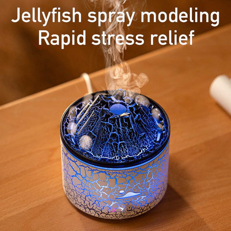 Volcano Diffuser 5V 180ml Relaxing Auto Off Warm Atmosphere Flame