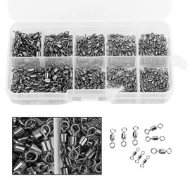 210 Pack Stainless Steel Fishing Swivels,210pcs High Strength Stainless Steel Fishing Rolling Swivel Ball Bearing Swivel with Solid Rings Duty Fishing Hook Connector Fishing Tackle Box 2#/4#/6#/7#/8#
