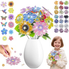 Galerie SV Flower Craft Girls 8 6 7 9 10 Years, Gifts for Girls 8-9-11-12 Years, Craft Set Children Bouquet Creative Birthday Gift Diamond Painting Children DIY Craft Accessories Decoration