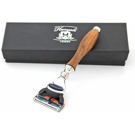 Haryali London Long & Ergonomic Design Wooden Handle Razor for Men - 5 Blades Razor - Wood Razor Men
