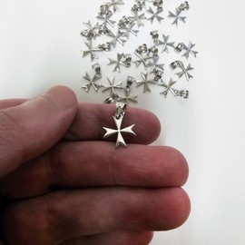 Sterling Silver Tiny Maltese Cross Charm Necklace (16)