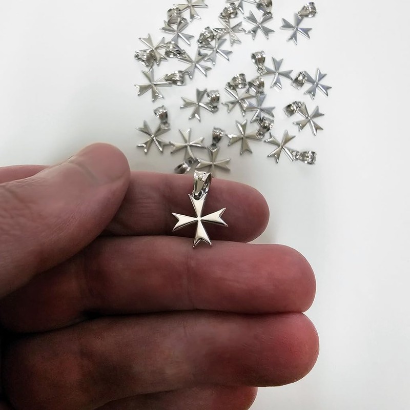 Sterling Silver Tiny Maltese Cross Charm Necklace (16)