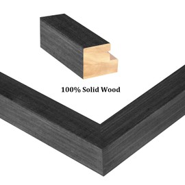 Egofine 12x16 Picture Frame Made of Solid Wood with Plexiglass, Display Pictures 9x12/11x14 with Mat or 12x16 Without Mat for Tabletop and Wall Mounting, Rustic Black