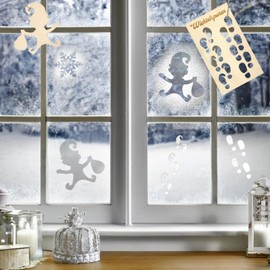 Ajuanbazha Gnome Stencils Footprints, Reusable Christmas Gnome Footprint Stencil, Creative Gnome Accessories with Snowflakes and Footprints for Christmas