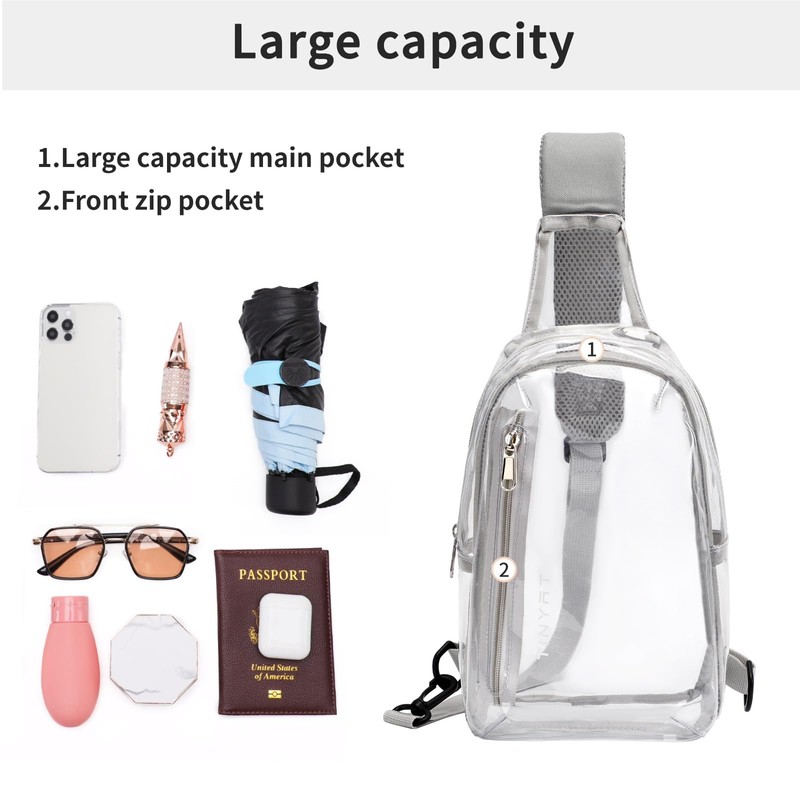 TINYAT Clear Sling Bag Stadium Approved Transparent Bag Crossbody Casual