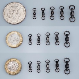 Piscorush 50pcs Ball Bearing Swivels Set Copper Swivels Barrel Swivels Stainless Split Ring High Strength Saltwater Fishing Swivels Hooks Connectors (0# 1# 2# 3# 4# / 50Pcs with Box)