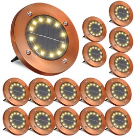 JKIMK Solar Ground Lights Outdoor Waterproof Flat Garden Solar Disk Lights Floor 12 LED 16 Pack for Garden Patio Pathway Landscape Driveway Yard Path Decor