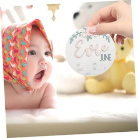 Hohopeti Baby Birth Sign Round Wood Newborn Announcement Plaque Perfect for Photo Props Baby Shower Decor