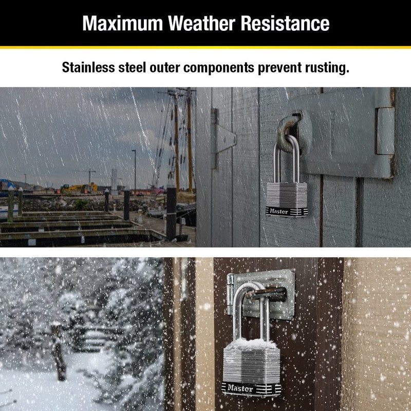 Master Lock 1SSQLF Stainless Steel Outdoor Padlock with Key, 4