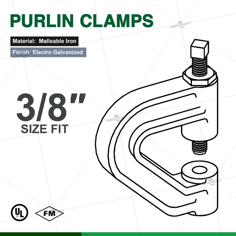 Highcraft DMQV-H38-10 Heavy Duty Industrial Purlin Beam Clamp for 3/8''