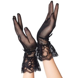 LassZone Knitting Mesh Vintage Full Finger Ladies Lace Short Floral Wrist Gloves for Wedding Dinner Parties/Wedding Accessories
