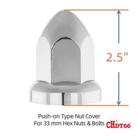 CHDT66 Chrome Lug Nut Covers 40 Pcs - 33mm Bullet Flanged ABS Plastic, Easy Push-On Installation, Anti-Rust Durability, Precision Fit for Semi Truck Wheels