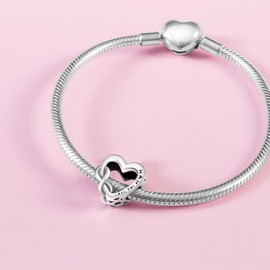 BIZK Heart Charm Pendant 925 Sterling Silver for Bracelet Bead Pendant for European Bracelets and Necklaces
