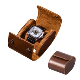 XIHAMA Watch Case, Watch Storage Box, Leather Case for 1/2/3, Shockproof, For Business Trips, Travel, Portable, Watch Box, Men's, Women's, Compact Case, Watch Collection Case (For 1 Brown)