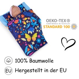 PinkZebra Doll Sleeping Bag 2-Piece Set for Dolls, Doll Bedding for Doll's Bed with Mattress, Doll Bedding on Both Sides, Made of Cotton, Butterflies Colourful