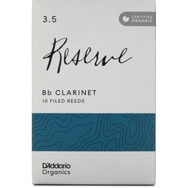 D'Addario Organic Reserve Bb Clarinet Reeds - Reeds for Clarinet - Individually Sealed - 3.5 Strength, 10 Pack