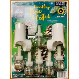 Glade Plugins Twinkling Pine and Cedar, 6 Scented Oil Refills + 2 Warmers Spruce