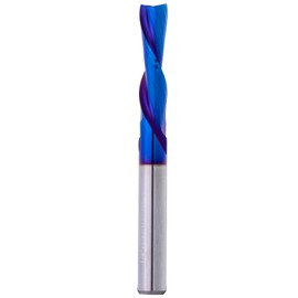 1/4 Inch Downcut Spiral Router Bit，1 inch Cutting Length 1/4 inch Shank with Nano Blue Coated,Solid Carbide CNC End Mill for Wood Carving Milling Cutters for Mills Machines