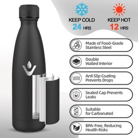 Motswedi Stainless Steel Water Bottle, 750 ml, Cold and Warm, Thermos Flask, Vacuum Insulated, Children's Drinking Bottle, Leak-Proof, Water Bottle for Sports, School, Fitness,