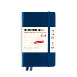 Leuchtturm1917 365686 Weekly Calendar & Notebook Pocket (A6) 2023, 12 months – Navy, German