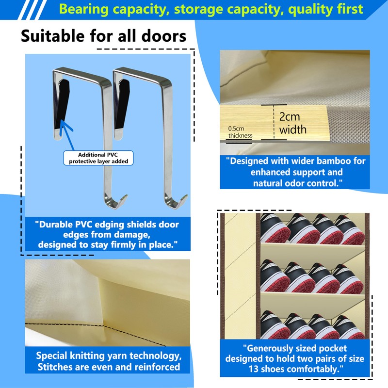 Over The Door Shoe Organizer, 70 Pounds Large Capacity, 20-30-Pair