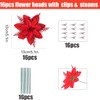 Leixi 16pcs Christmas Poinsettia Artificial Flowers, Red, 5.5" Glitter