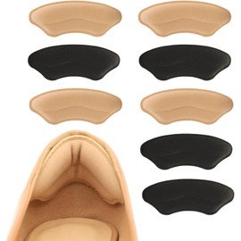 4 Pares Taloneras para Zapatos, Almohadillas Talón Adhesivas Suaves Cómodas Protección del talón, Antirozaduras y ampollas, Ajuste de media talla, Apto para mayoría de calzado, Color piel y negro