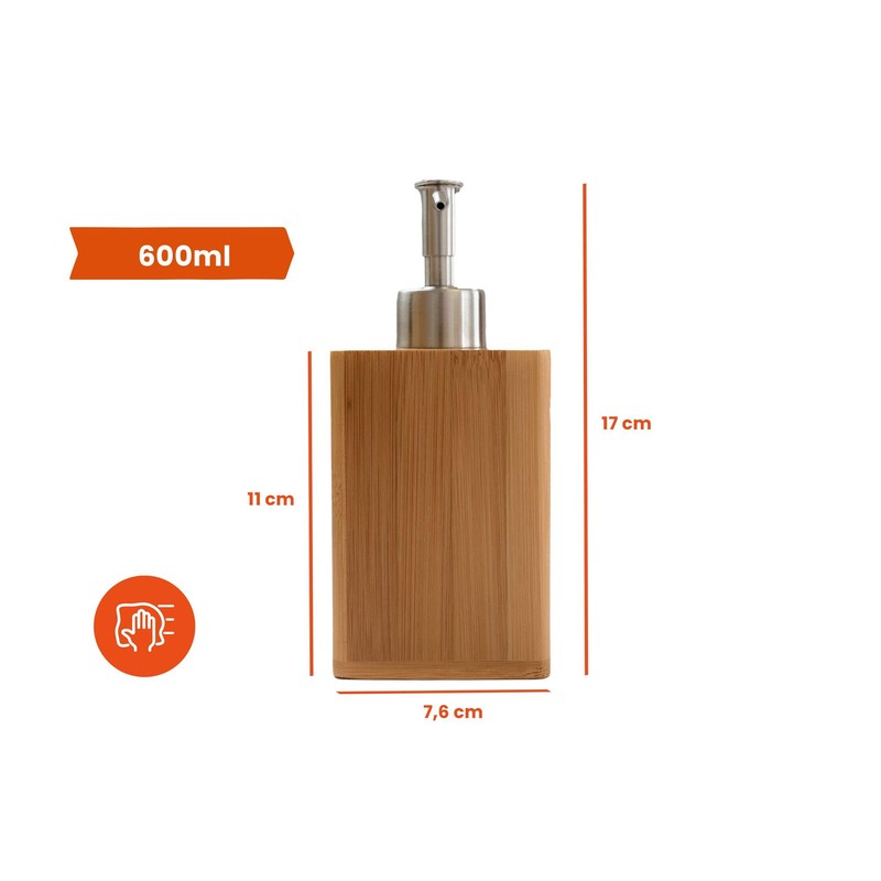 Bagnoxx Soap Dispenser Bamboo 200 ml Volume Pump Dispenser, Soap
